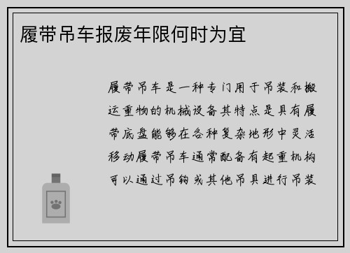 履带吊车报废年限何时为宜